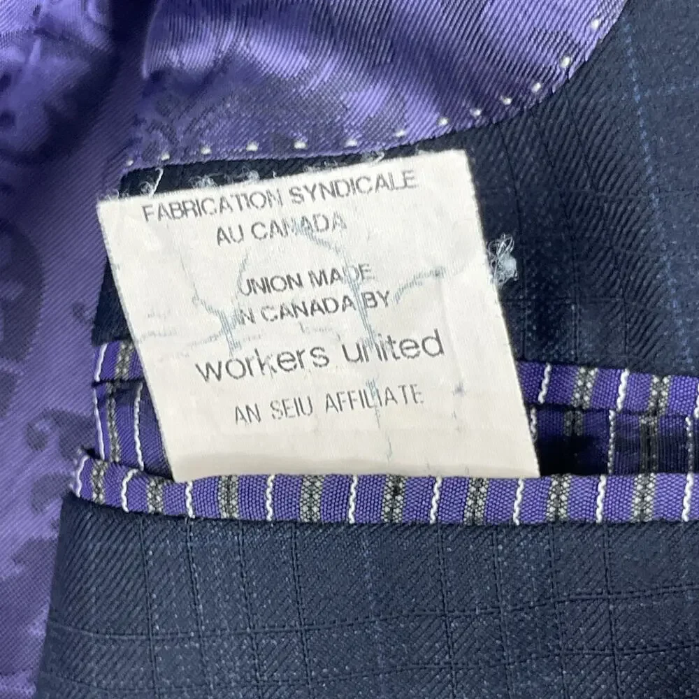 Ted Baker Endurance Blazer Sport Coat Mens‎ 46XL Blue Gray Plaid Wool 2 Button